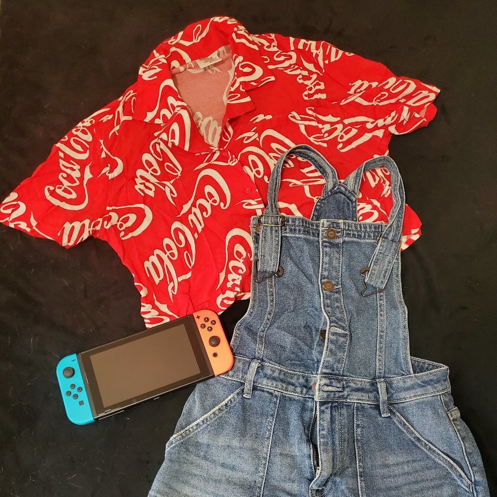 Coca cola button down crop top